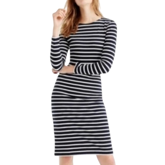 J. Crew Dresses & Skirts - J. Crew Black & White Striped Cotton Midi Length Dress Size 6‎